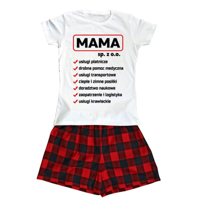 Piżama damska komplet koszulka + flanelowe spodenki - Mama spółka z oo